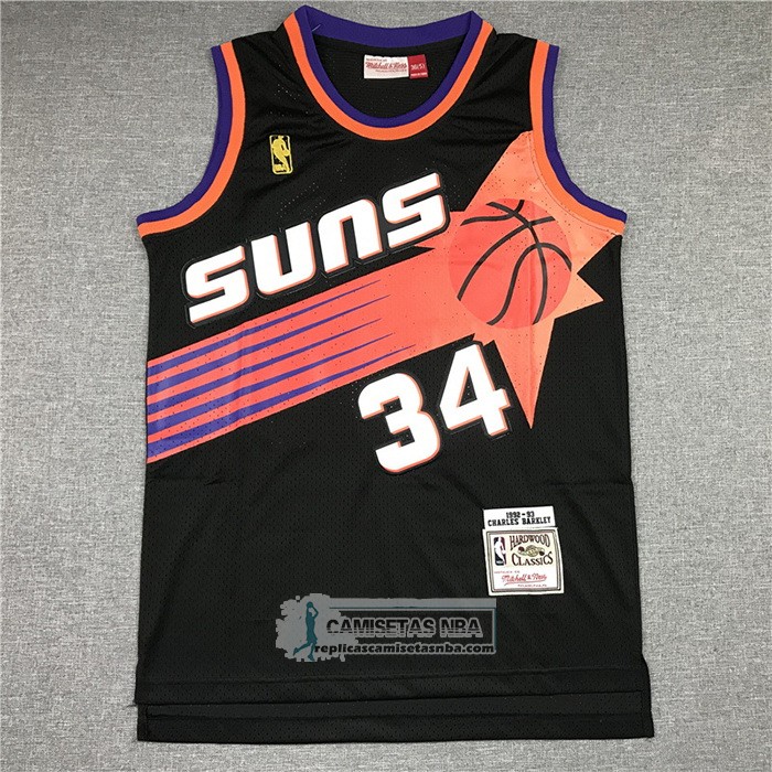 Camiseta Phoenix Suns Charles Barkley NO 34 Mitchell & Ness 1992-93 Negro